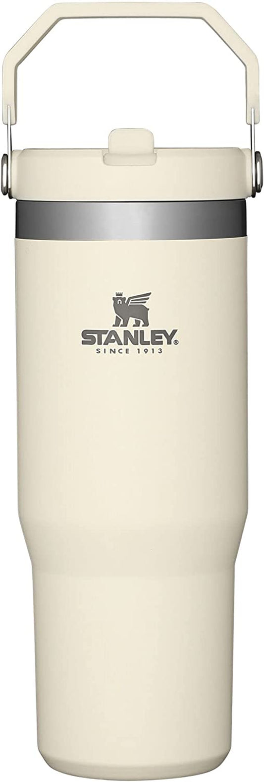 Iceflow Stainless Steel Tumbler with Straw - Vacuum Insulated Water Bottle for Home, Office or Car - Reusable Cup with Straw Leak Resistant Flip - Cold for 12 Hours or Iced for 2 Days (Cream)