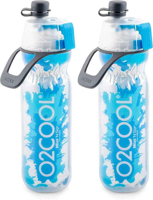 Mist 'N Sip Misting 20 Oz Water Bottle 2-In-1 (2 Pack Splash Blue)