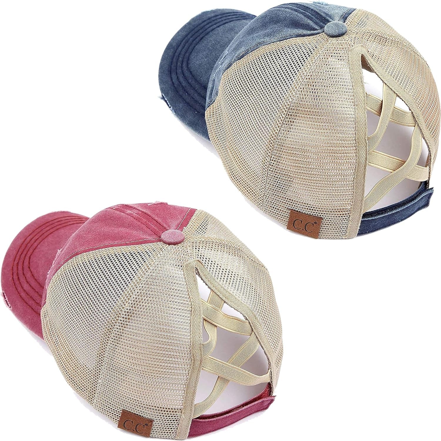 Ponycap 2 Pack: Burgundy & Navy Criss Cross Back